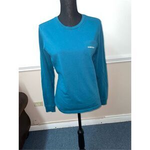 Ivory Ella Blue Long Sleeve Graphic Elephant Pocket Tee